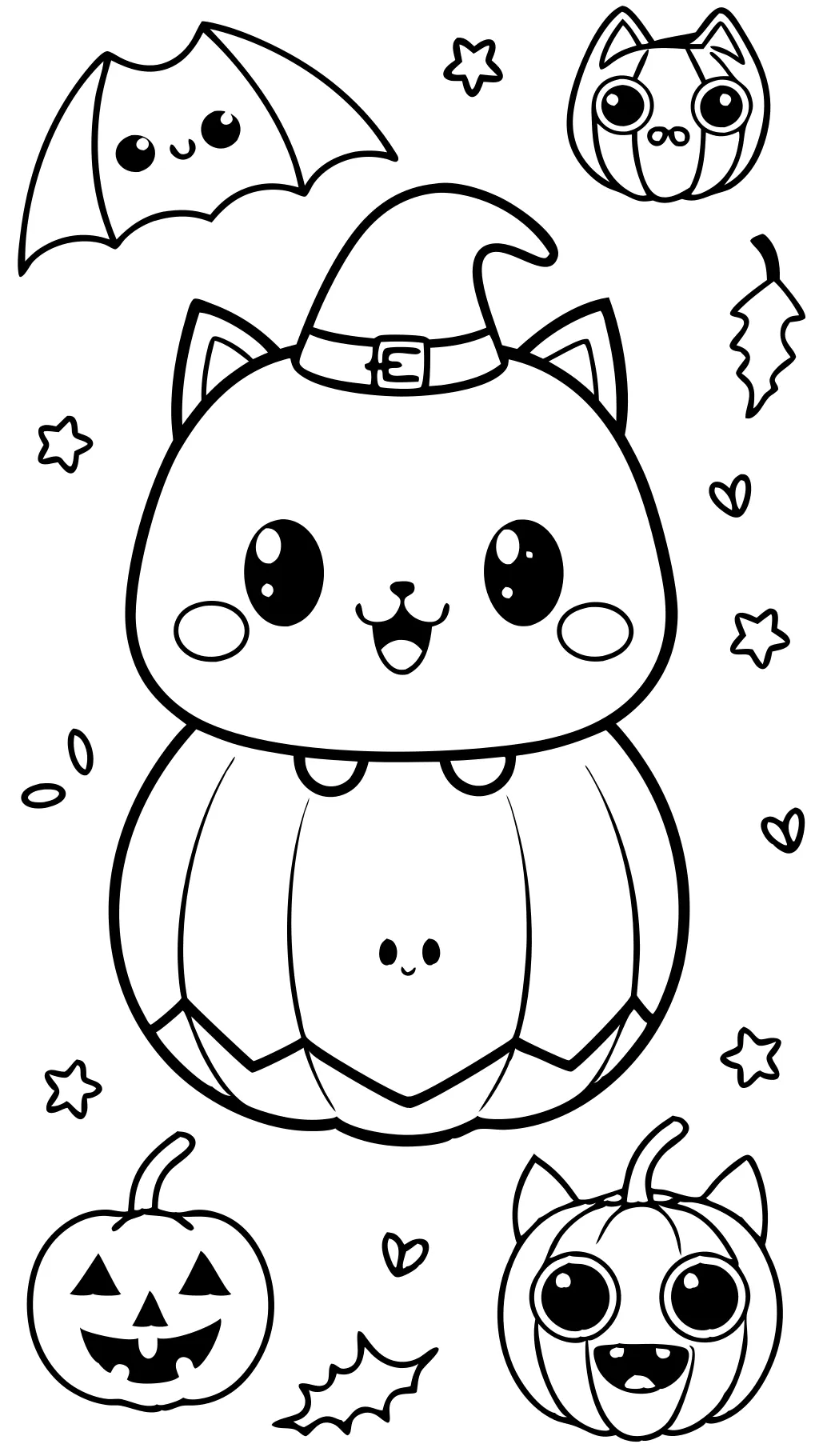 cute kawaii halloween coloring pages